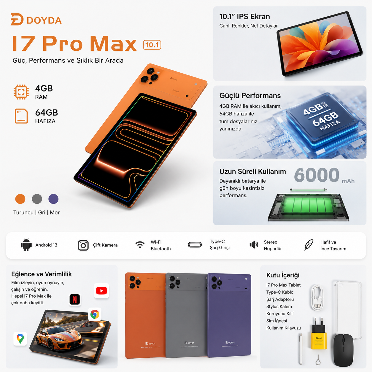 i-Tab PAD 17 Pro Max Tablet 10.1 inç FHD ve Fiyatı